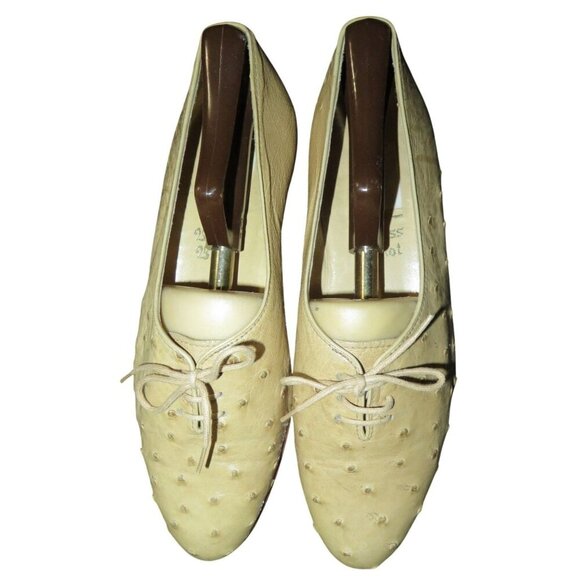 MORESCHI Of Italy Genuine Ostrich Brass Boot Tan Oxford Loafers Dress Shoes - Picture 2 of 9